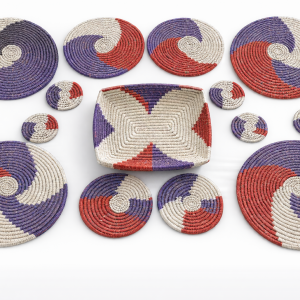 purple-white-red Handcrafted woven tableware sets