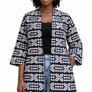 African Mudcloth Print Long Jacket