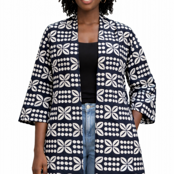 African Mudcloth Print Long Jacket